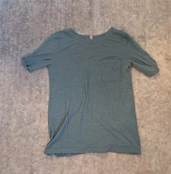 Lunya Heathered Teal Pima Cotton Short Sleeve T-Shirt - Picture 1 of 10
